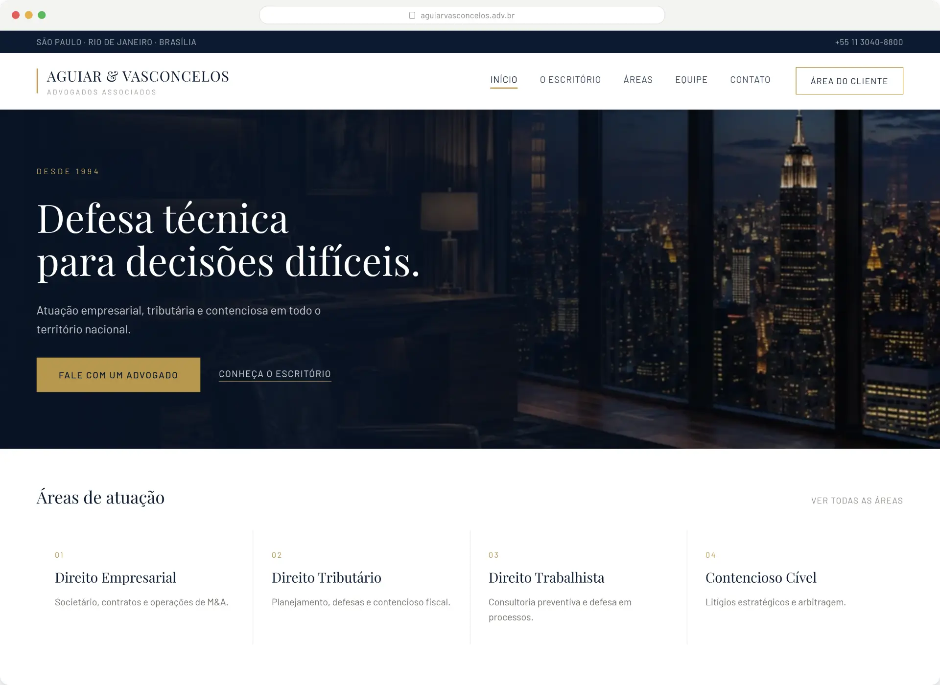Mockup de site institucional para o nicho Jurídico
